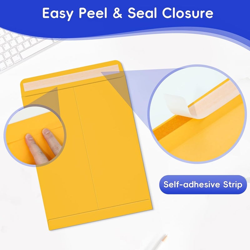 FloraSea 50 Pack 6x9 Envelopes Self Seal, Brown Kraft Catalog Mailing Envelopes 6 x 9 Manilla Envelopes for Mailing, Organize, Storage, Home, Office Business - Image 3